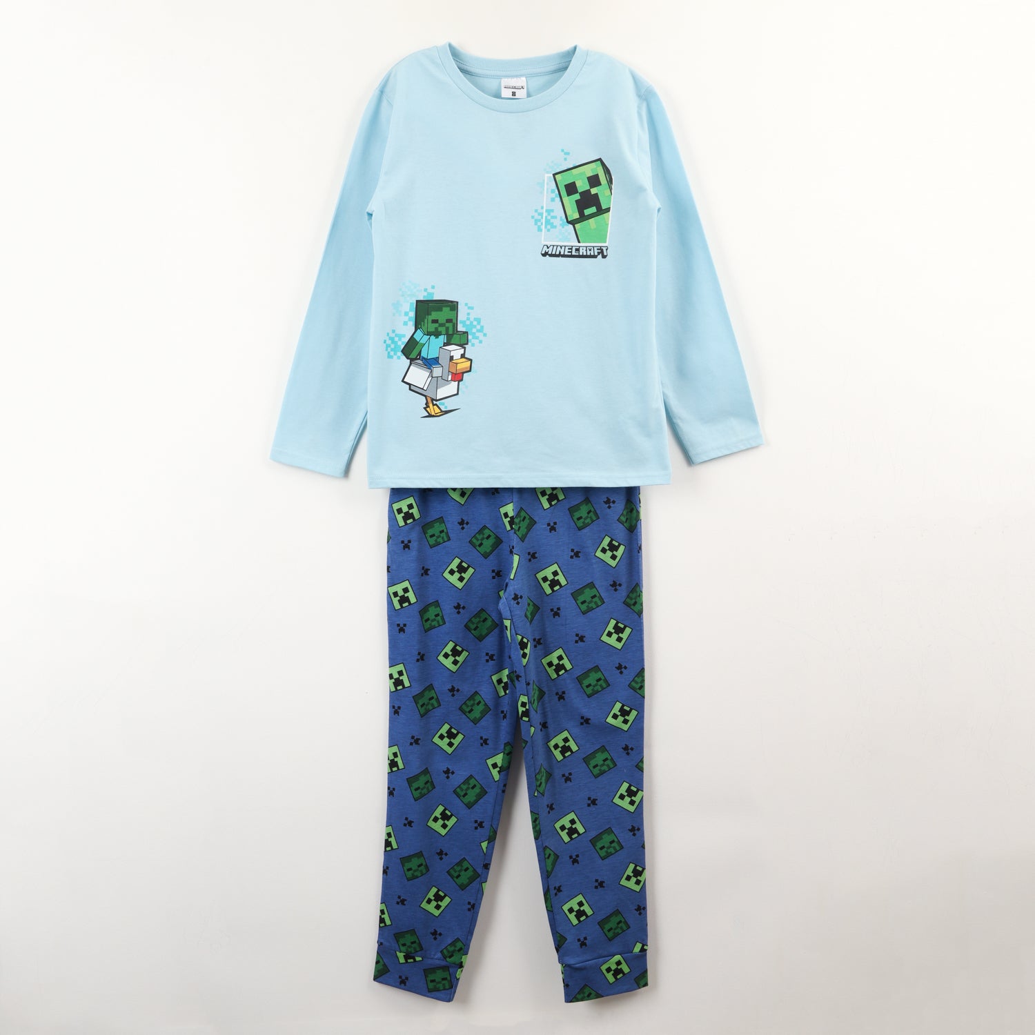 Pijama Manga Larga Niño Celeste Personajes Minecraft