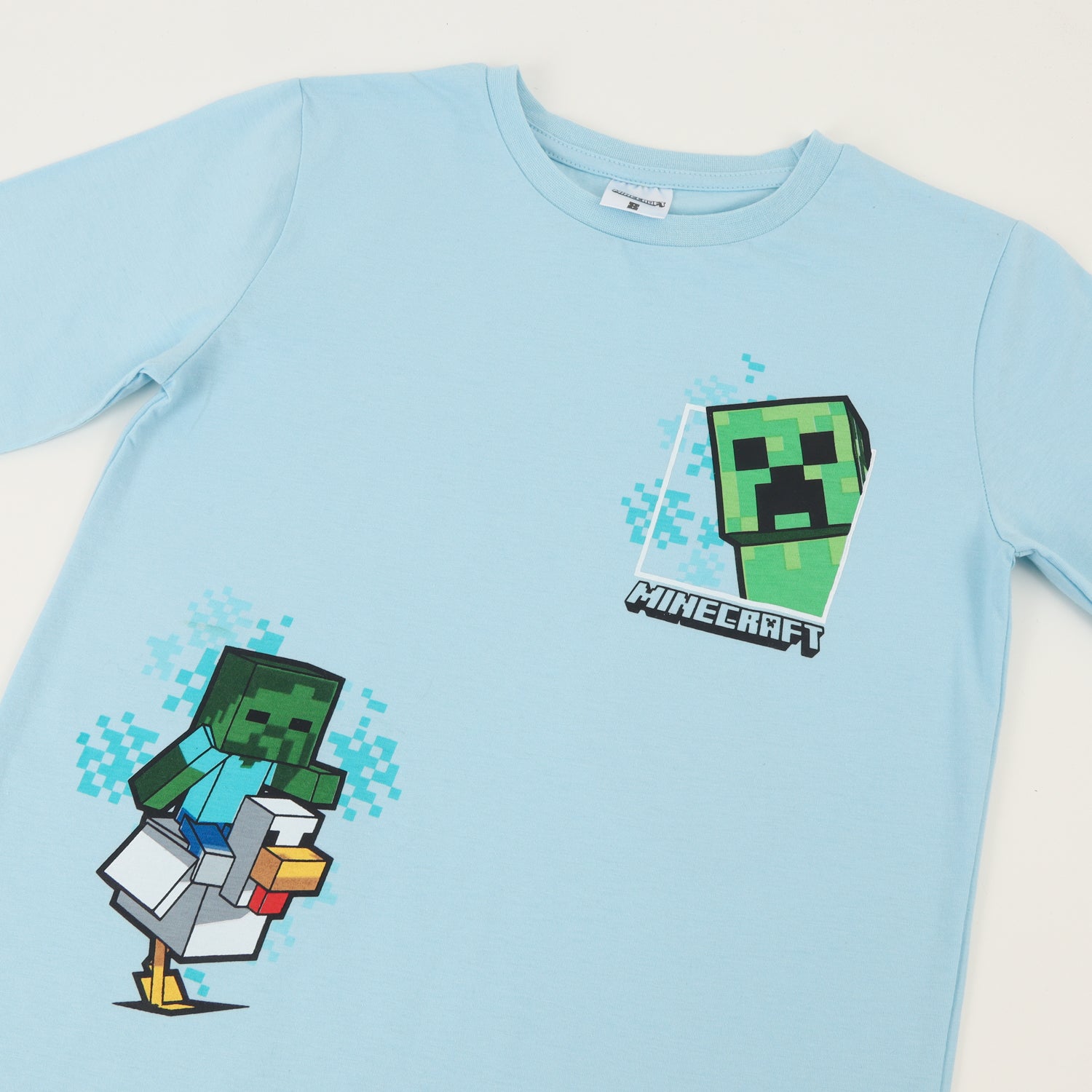 Pijama Manga Larga Niño Celeste Personajes Minecraft