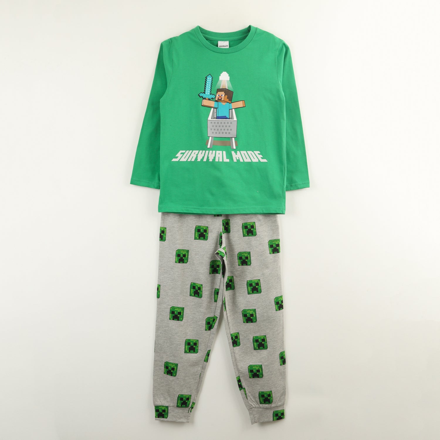 Conjunto Pijama Niño Creepers Heads Verde Minecraft