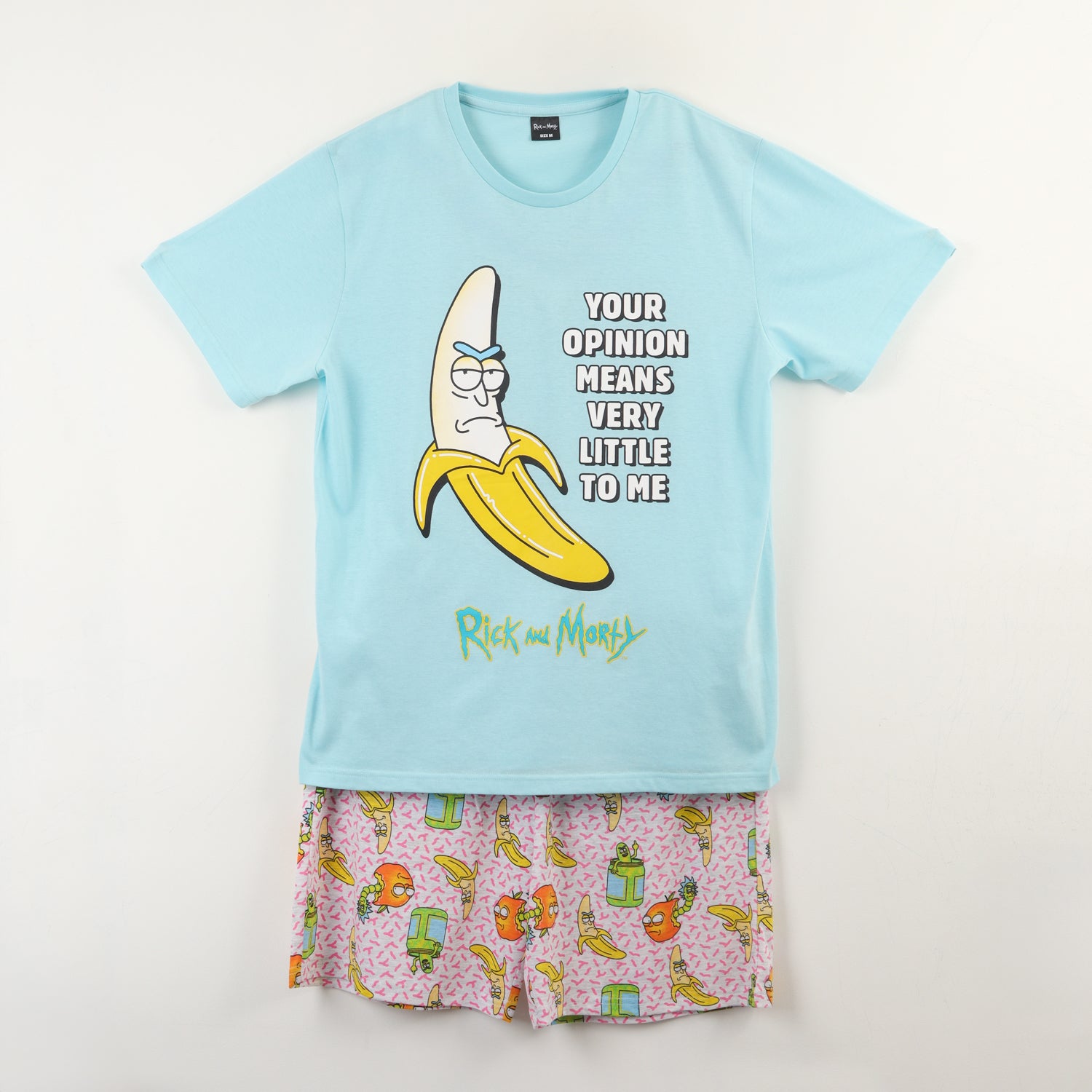 Pijama Manga Corta Hombre Celeste Banana Rick and Morty
