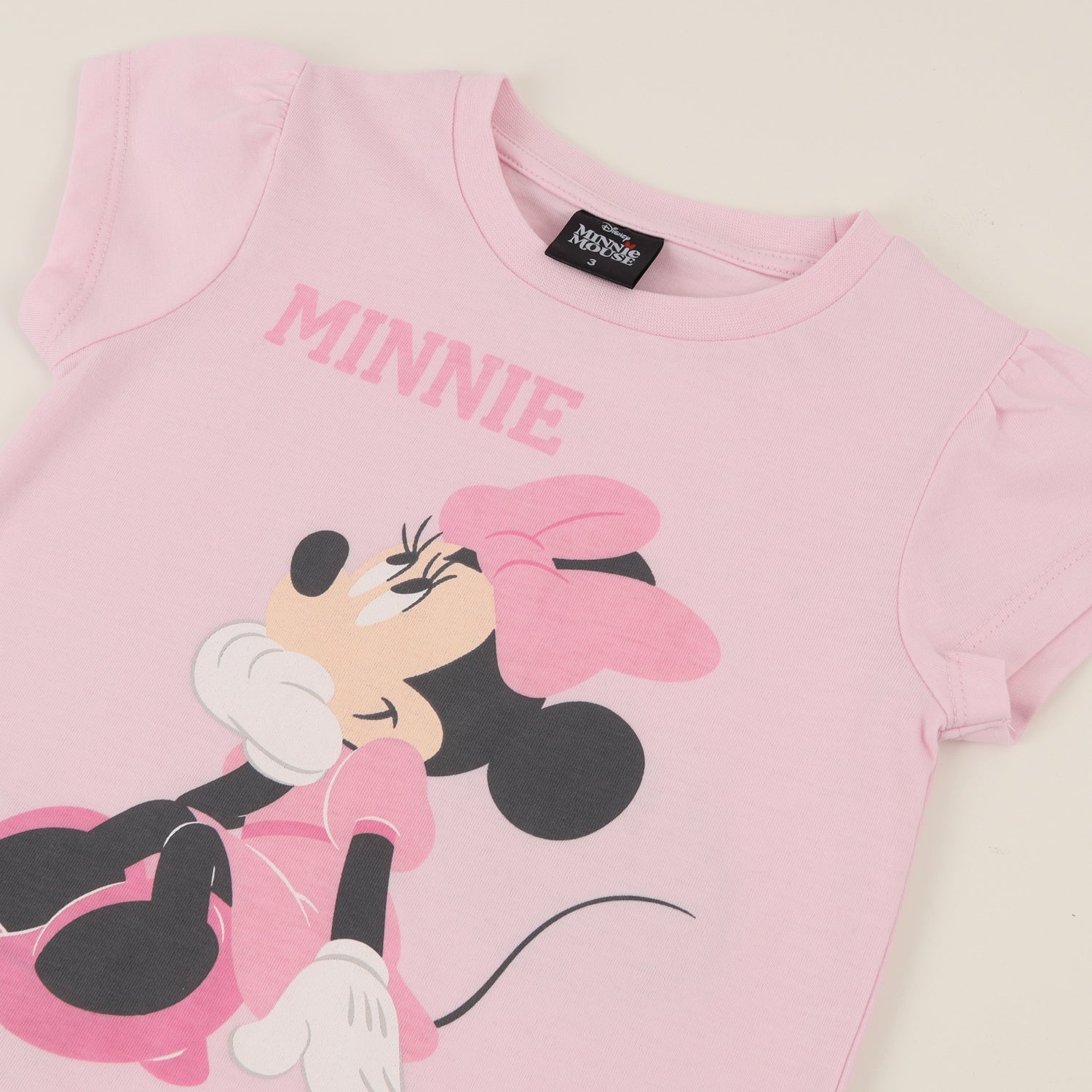 Pijama Manga Corta Niña Rosado Minnie Sentada Disney