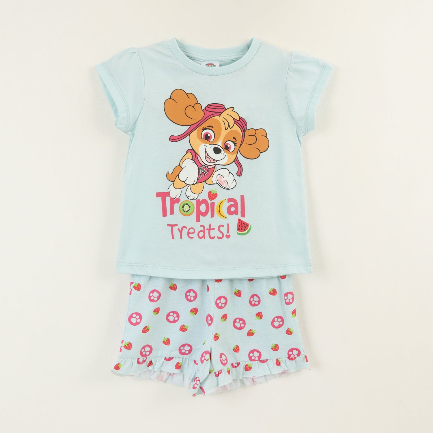 Pijama Manga Corta Niña Celeste Tropical Paw Patrol