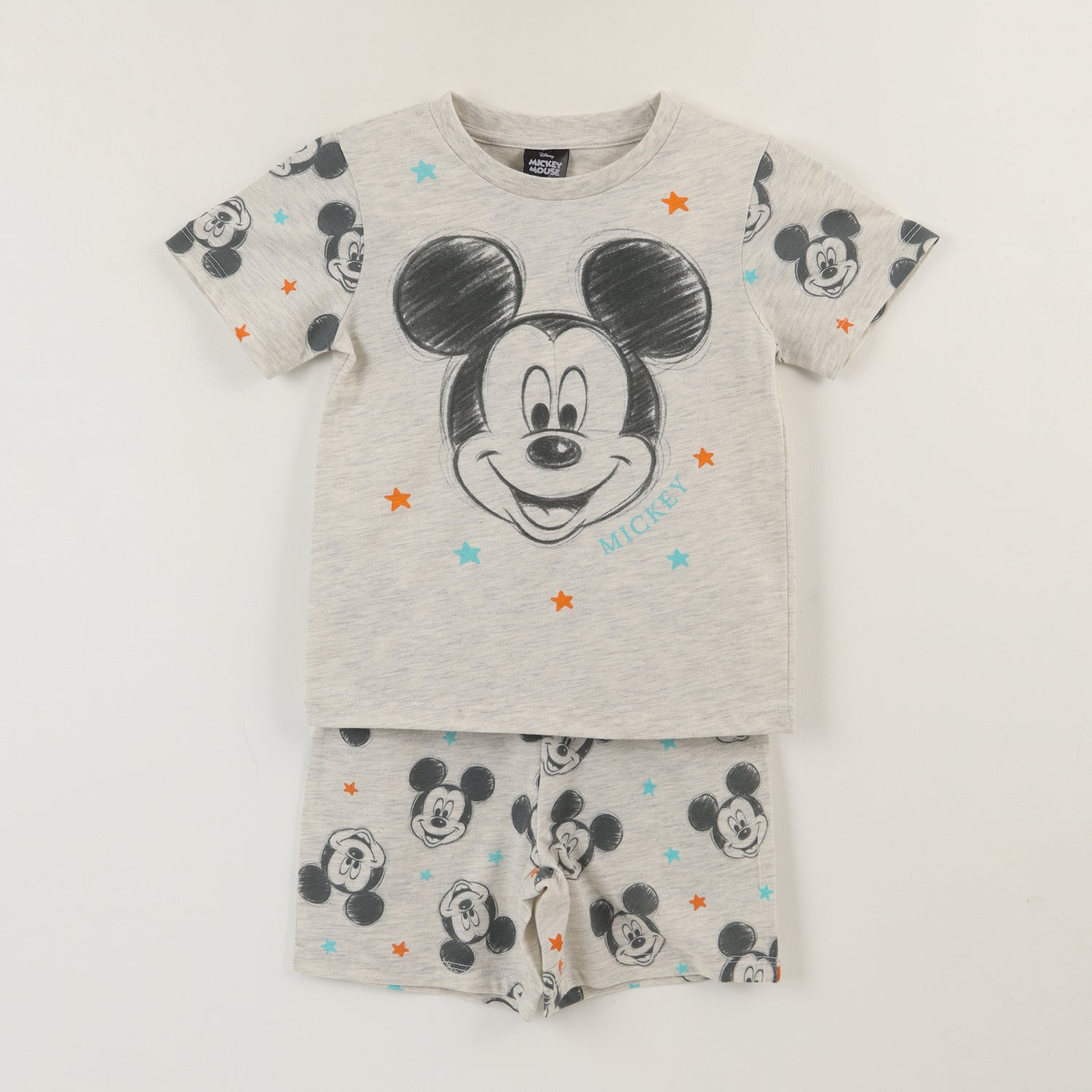 Pijama Manga Corta Niño Gris Estrellas Mickey Disney