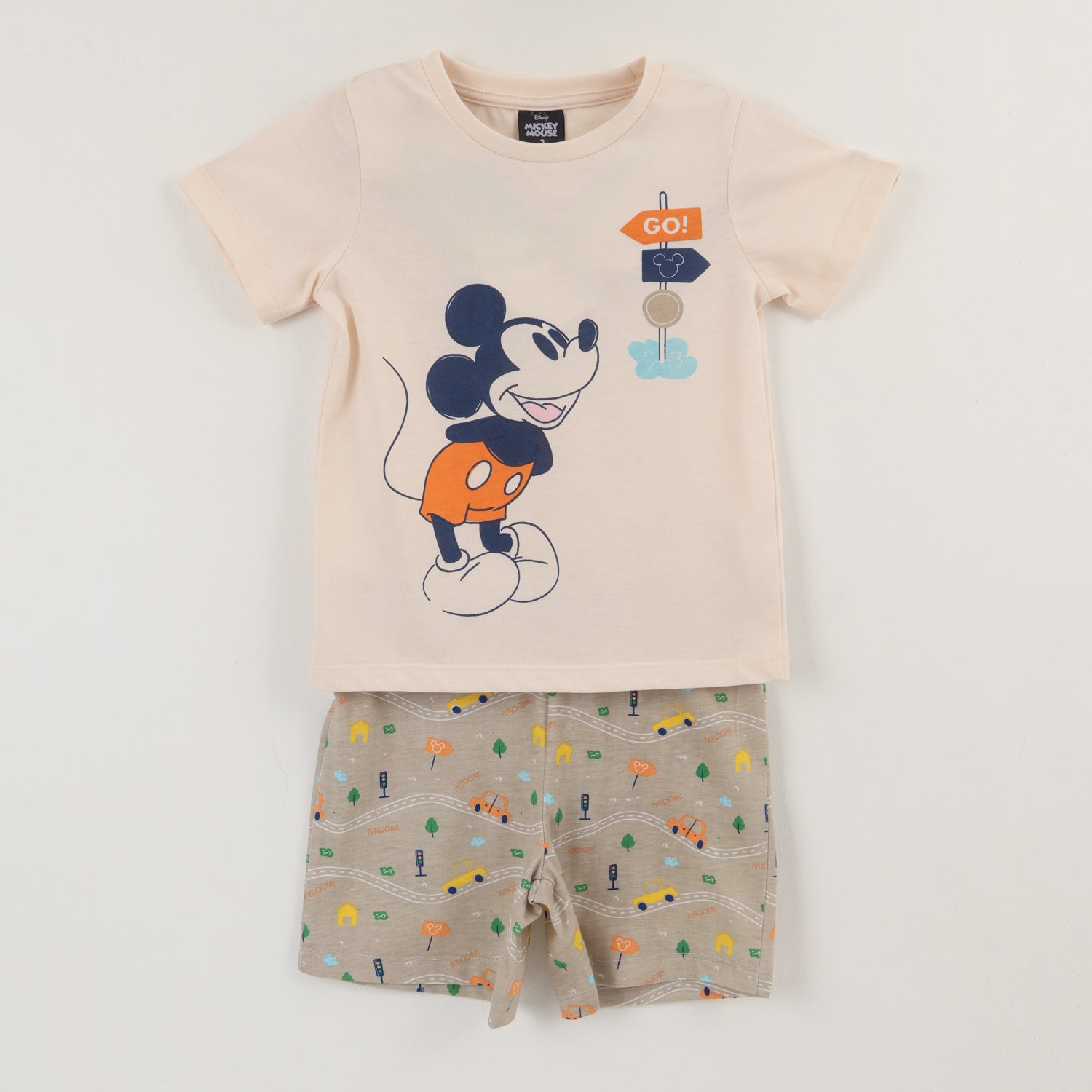 Pijama Manga Corta Niño Beige Go Mickey Disney