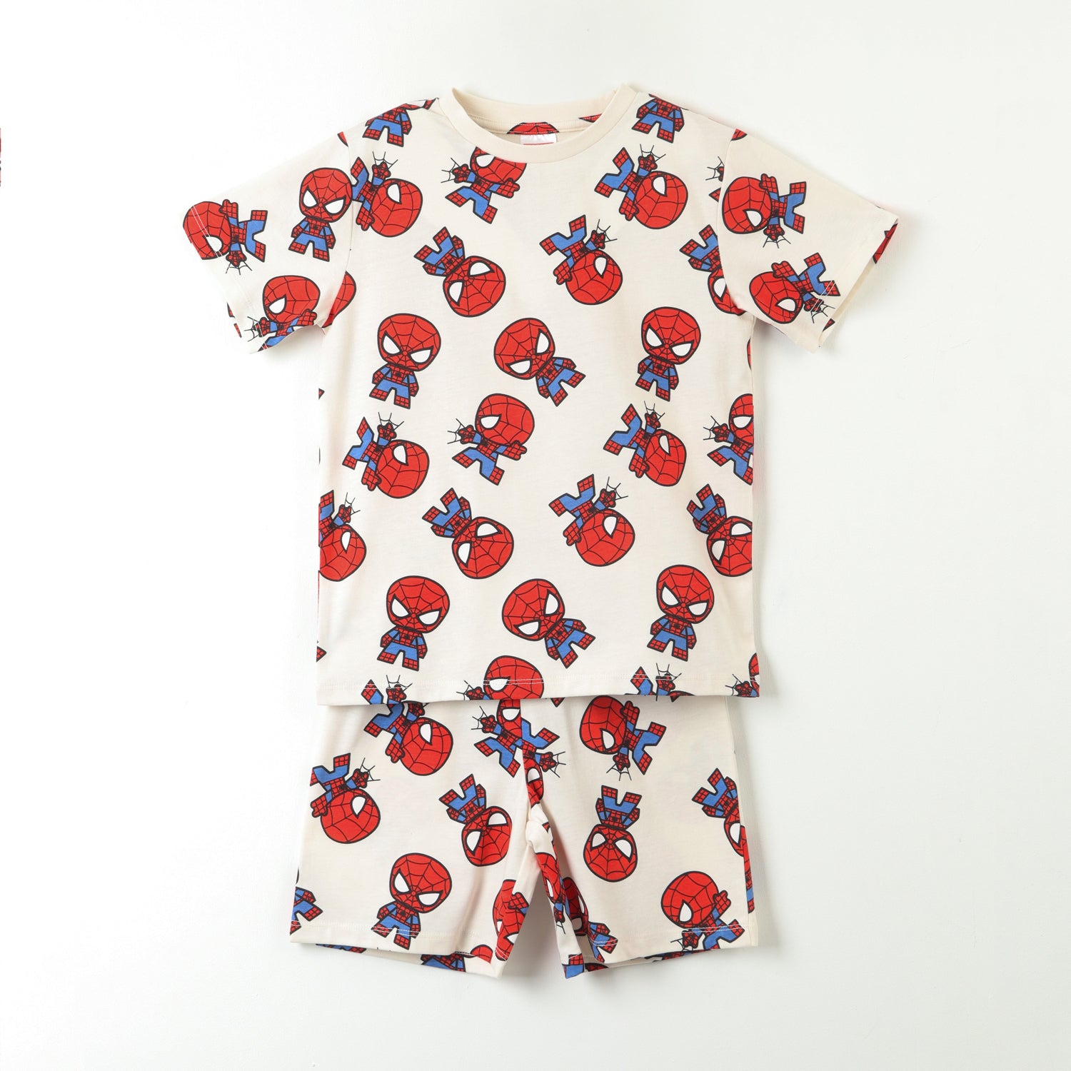 Pijama Manga Corta Niño Blanco Full Print Spiderman Marvel