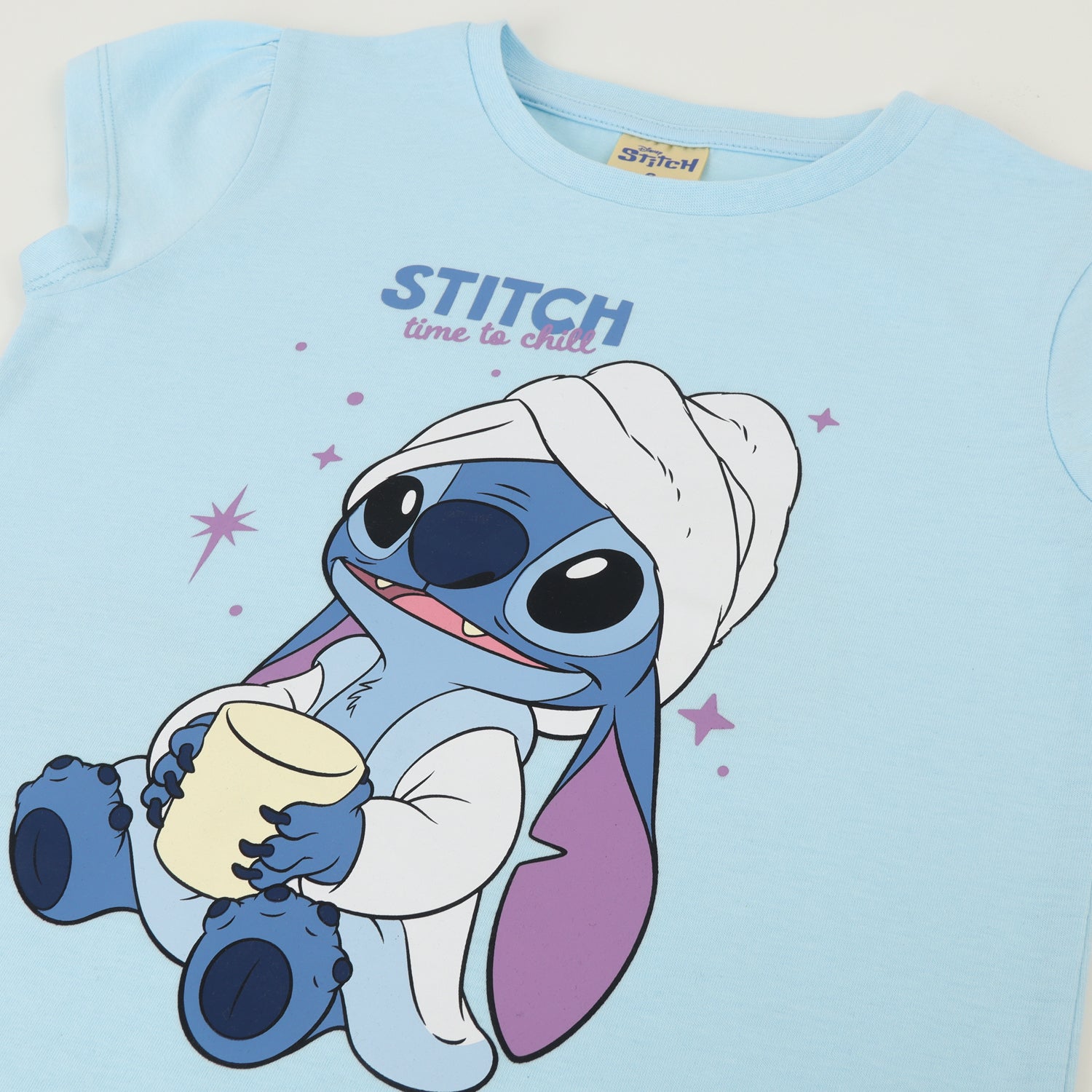 Pijama Manga Corta Niña Celeste Lilo & Stitch Disney