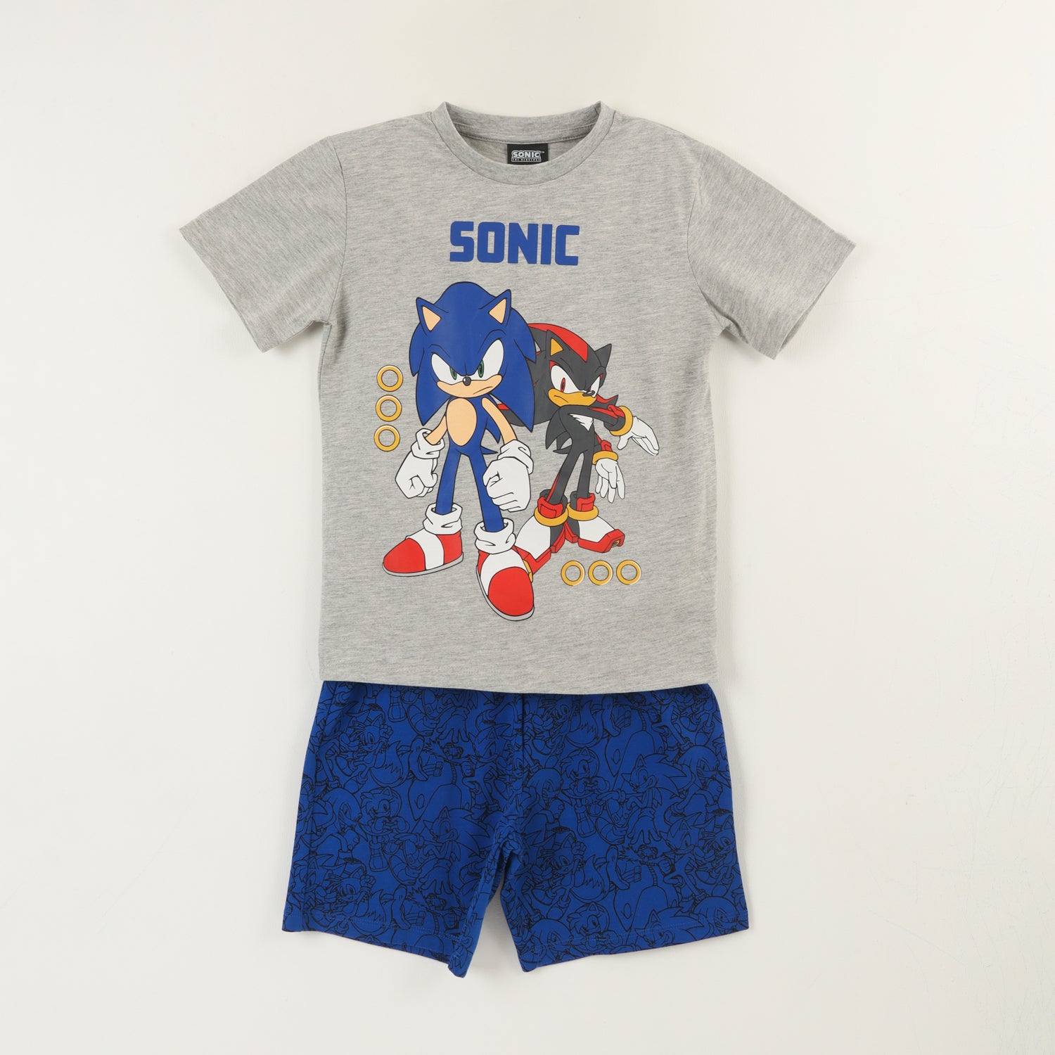 Pijama Manga Corta Niño Gris Claro Personajes Sonic
