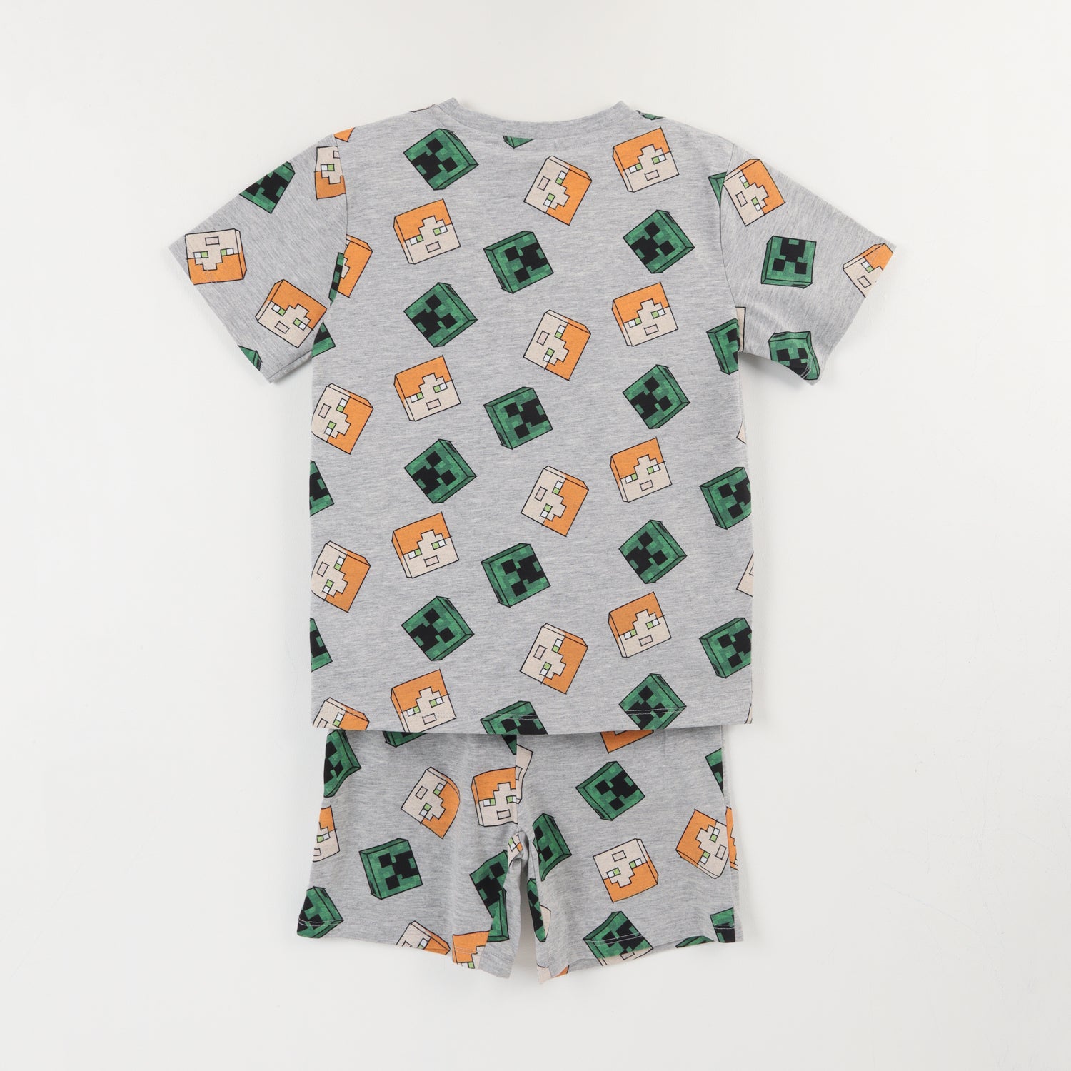 Pijama Corto Niño Gris Full Print Creeper Alex Minecraft