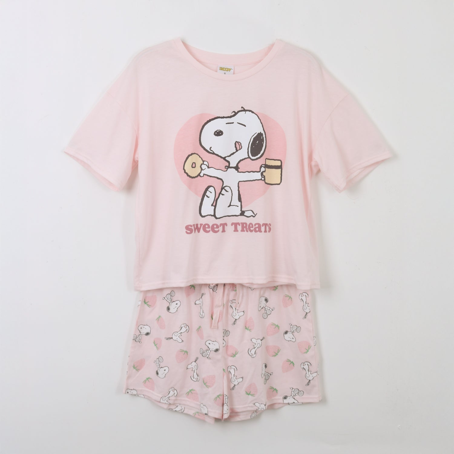 Pijama Manga Corta Mujer Rosado Sweet Snoopy