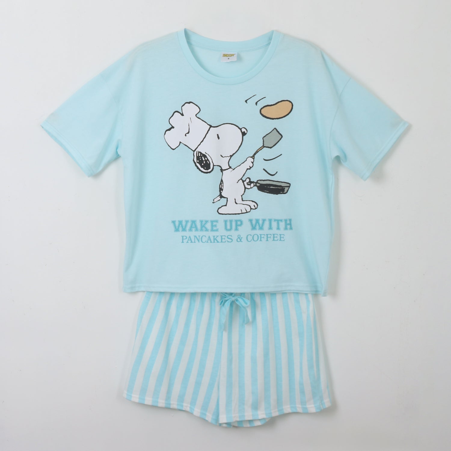 Pijama Manga Corta Mujer Celeste Cocinando Snoopy