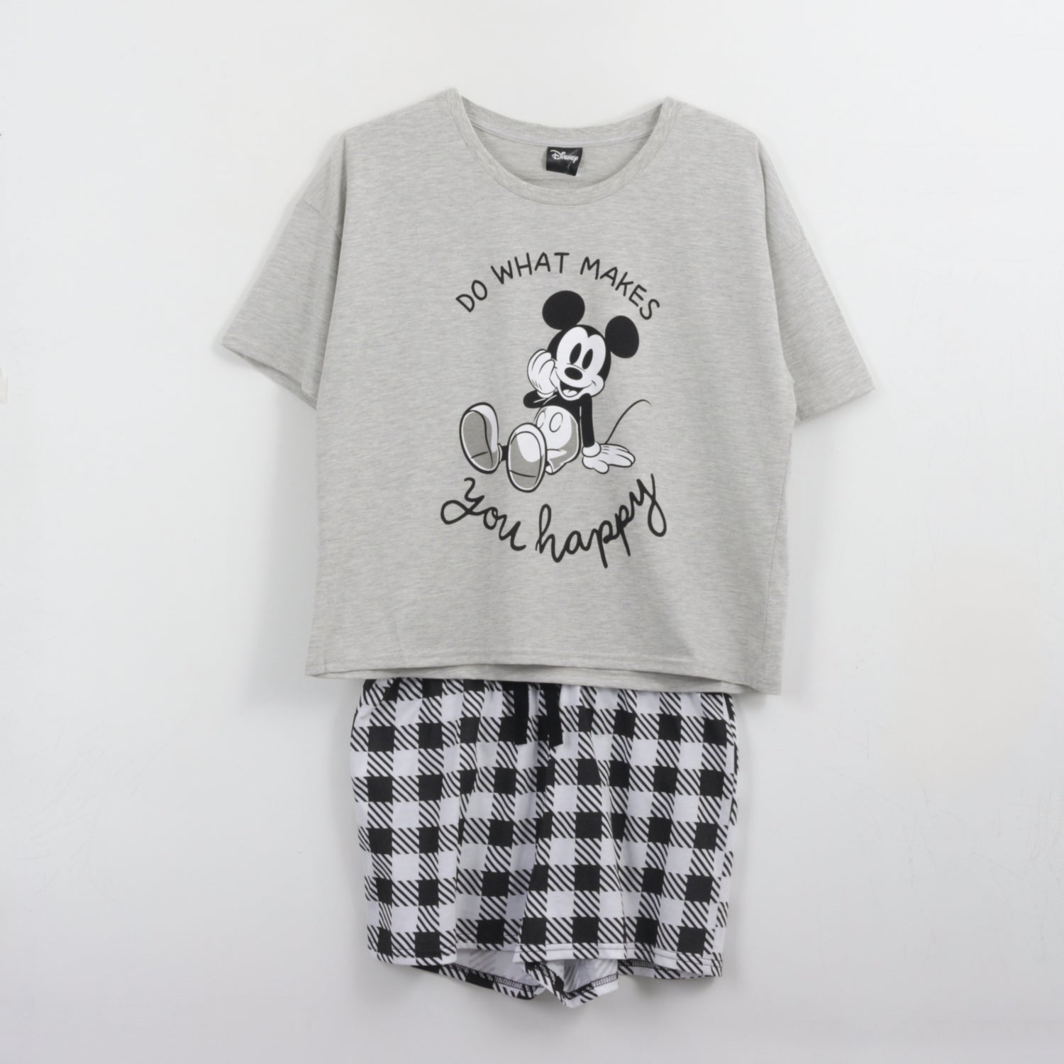 Pijama Manga Corta Mujer Gris Happy Mickey Disney