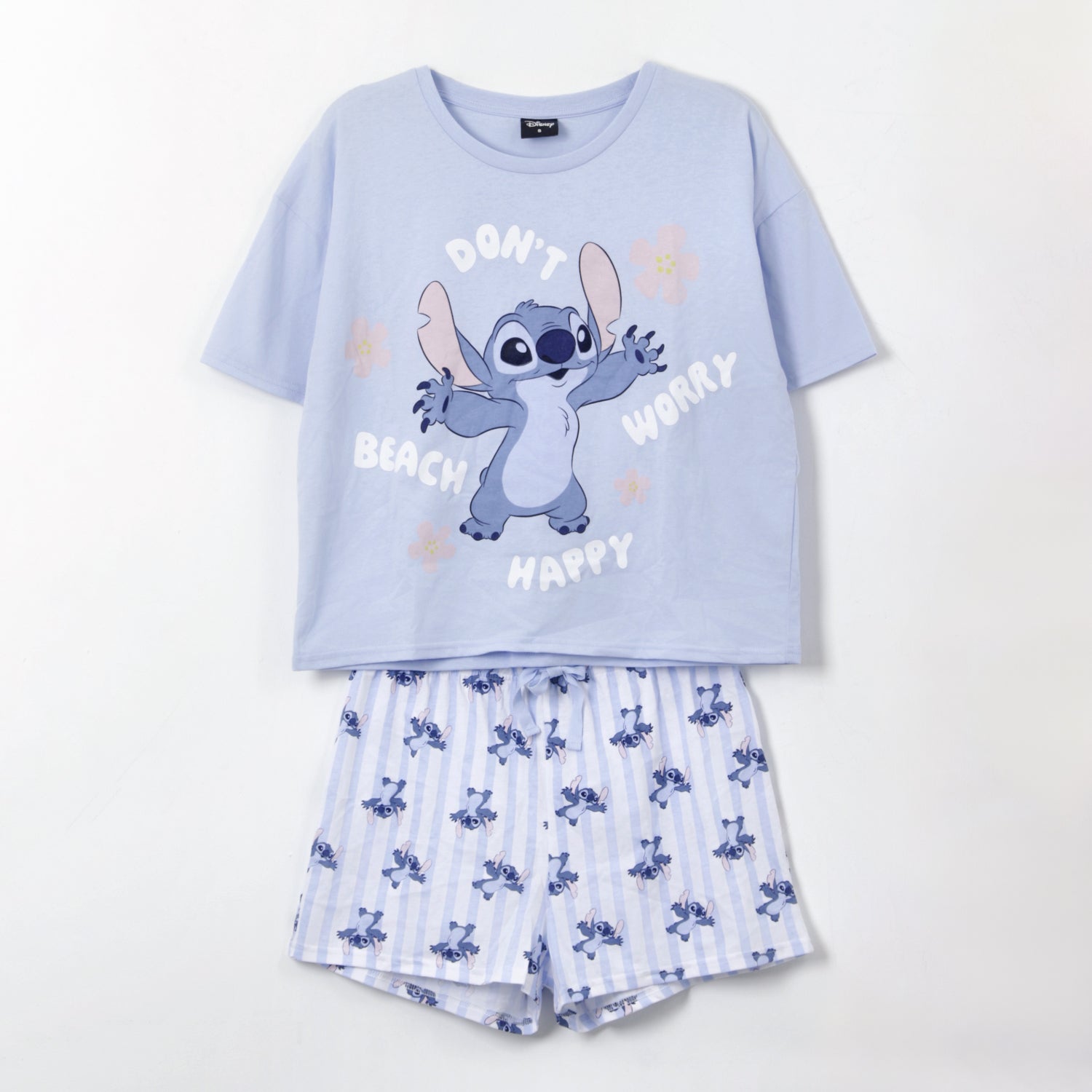 Pijama Manga Corta Mujer Celeste Flores Lilo & Stitch Disney