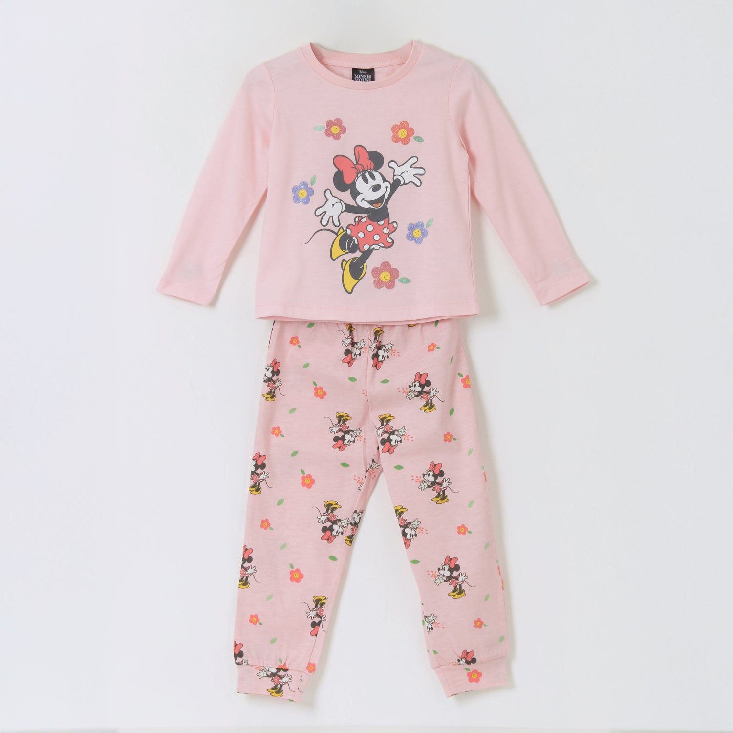 Pijama Manga Larga Niña Minnie Flores Rosado Disney - Pijamas Chile | The Brands Club cl
