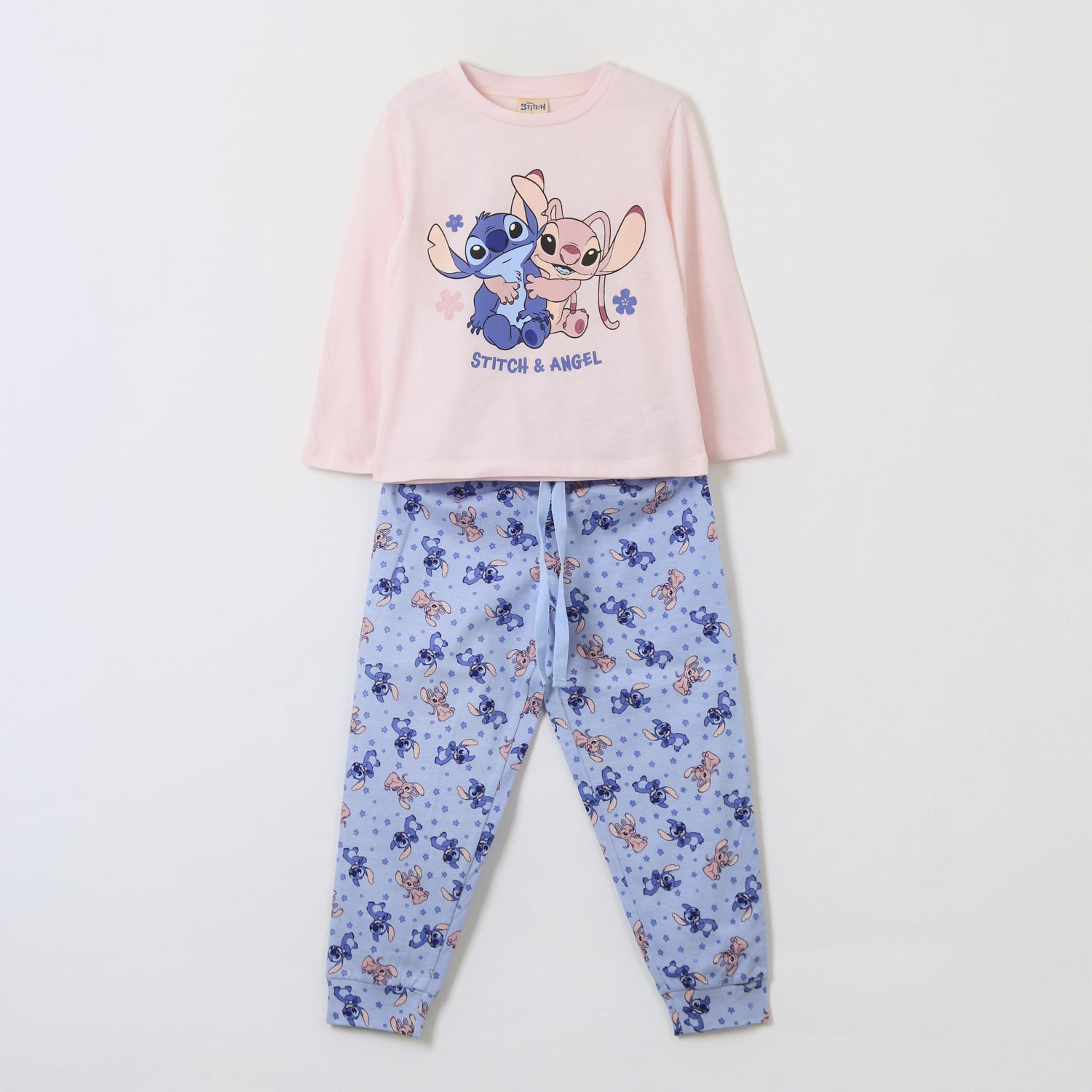Pijama Manga Larga Niña Stitch & Angel Rosado Disney - Pijamas Chile | The Brands Club cl