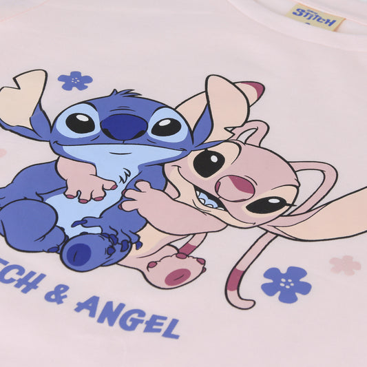 Pijama Manga Larga Niña Stitch & Angel Rosado Disney - Pijamas Chile | The Brands Club cl