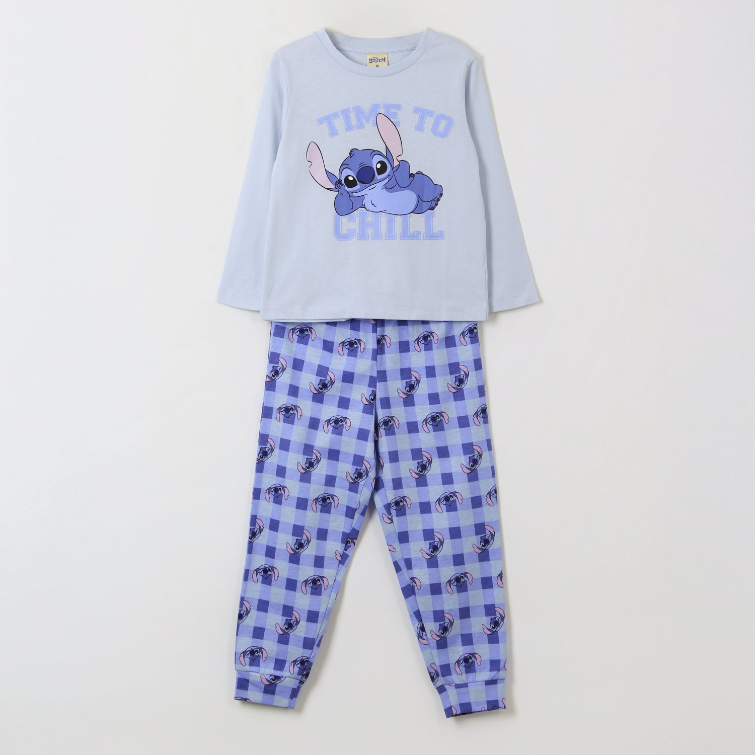Pijama Manga Larga Niña Time To Chill Stitch Celeste Disney - Pijamas Chile | The Brands Club cl