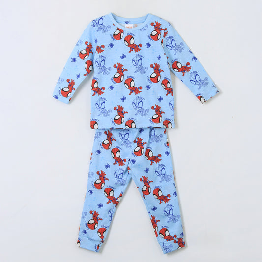 Pijama Manga Larga Niño Full Print Spidey Celeste Marvel - Pijamas Chile | The Brands Club cl