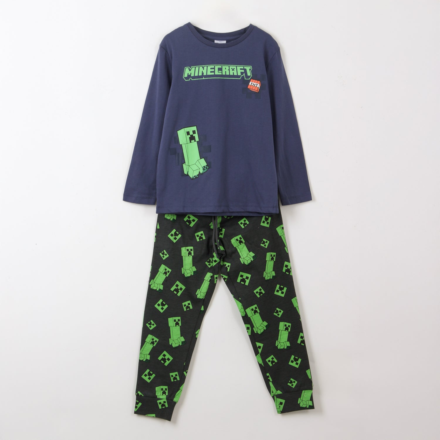 Pijama Manga Larga Niño TNT Creeper Azul Minecraft - Pijamas Chile | The Brands Club cl
