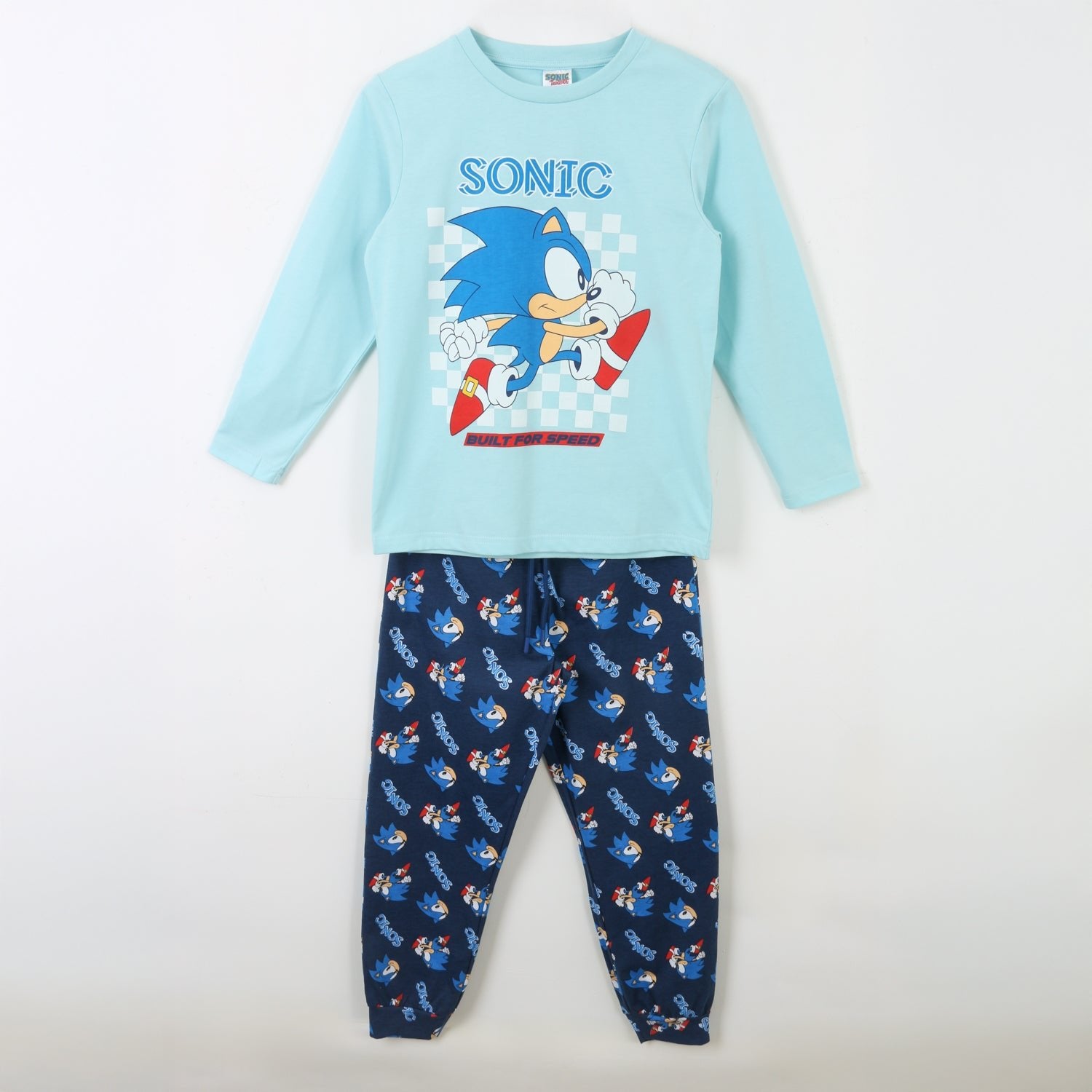 Pijama Manga Larga Niño Sonic Corriendo Celeste Sonic - Pijamas Chile | The Brands Club cl