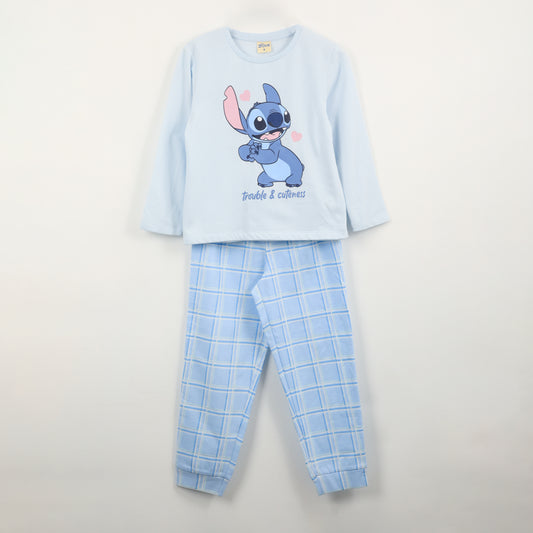 Pijama Manga Larga Niña Lilo & Stitch Celeste Disney - Pijamas Chile | The Brands Club cl