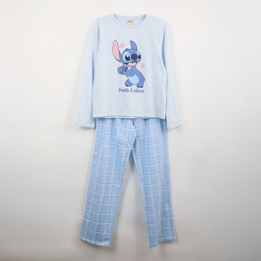 Pijama Manga Larga Juvenil Lilo & Stitch Celeste Disney - Pijamas Chile | The Brands Club cl