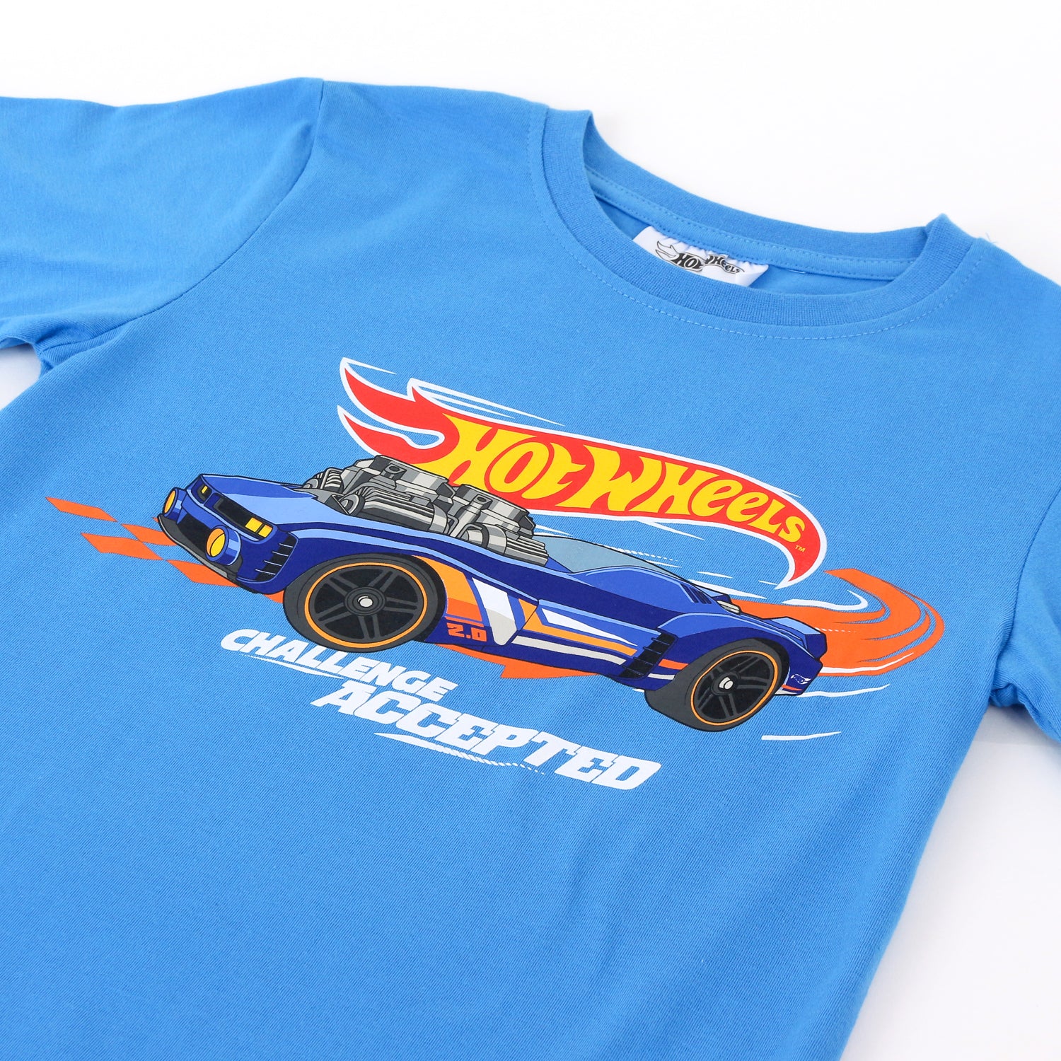 Pijama Manga Corta Niño Hot Wheels Logo Celeste