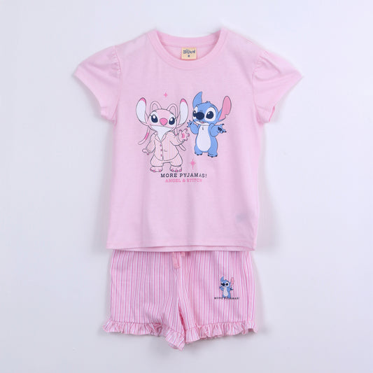 Pijama Manga Corta Niña Lilo & Stitch Disney Listado Rosado - Pijamas Chile | The Brands Club cl