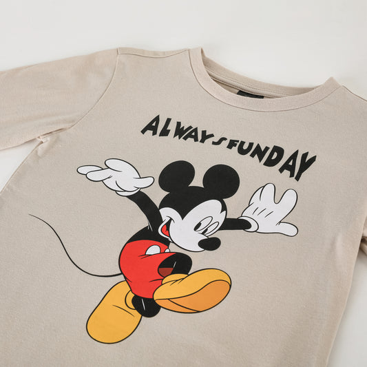 Pijama Manga Corta Niño Mickey Disney Always Funday Beige - Pijamas Chile | The Brands Club cl