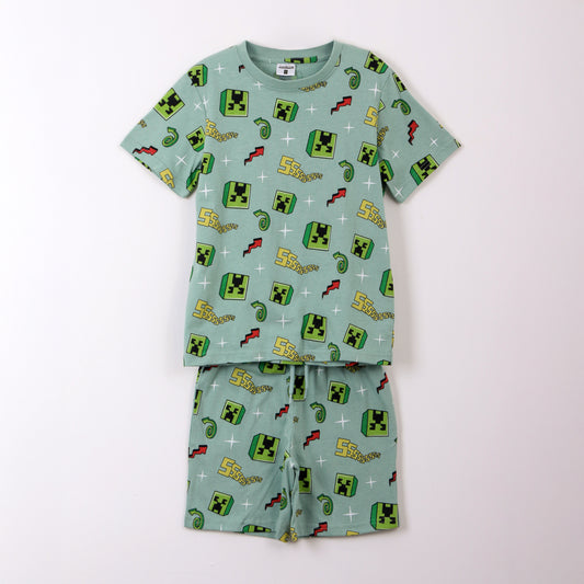 Pijama Manga Corta Niño Minecraft Creepers Verde - Pijamas Chile | The Brands Club cl