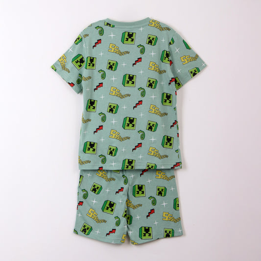 Pijama Manga Corta Niño Minecraft Creepers Verde - Pijamas Chile | The Brands Club cl