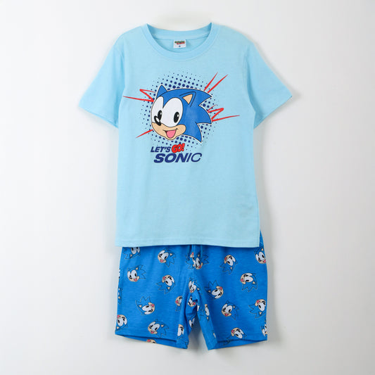 Pijama Manga Corta Niño Sonic Lets Go Celeste - Pijamas Chile | The Brands Club cl