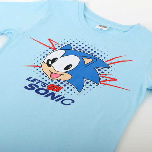 Pijama Manga Corta Niño Sonic Lets Go Celeste - Pijamas Chile | The Brands Club cl