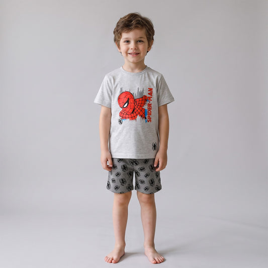 Pijama Manga Corta Niño Spiderman Marvel Arañas Gris - Pijamas Chile | The Brands Club cl