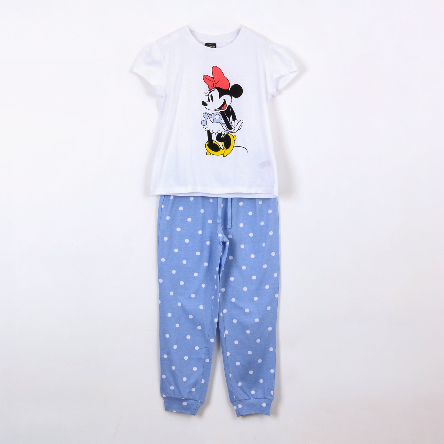 Pijama Manga Larga Niña Minnie Disney Lunares Blanco
