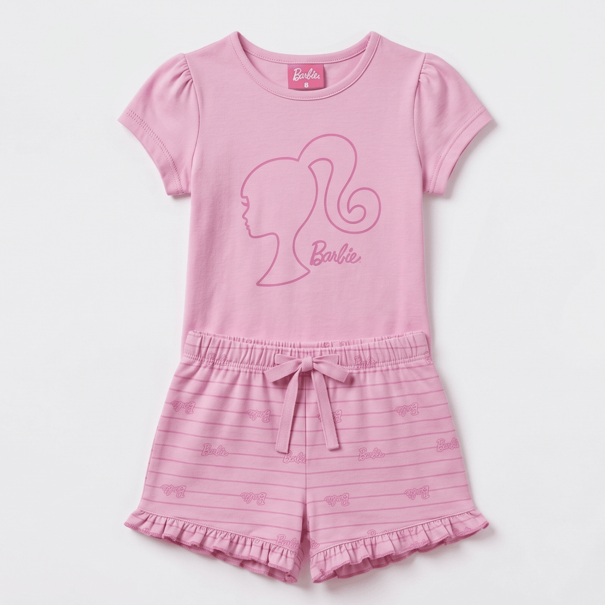 Pijama Manga Corta Niña Barbie Logo Rosado - Pijamas Chile | The Brands Club cl