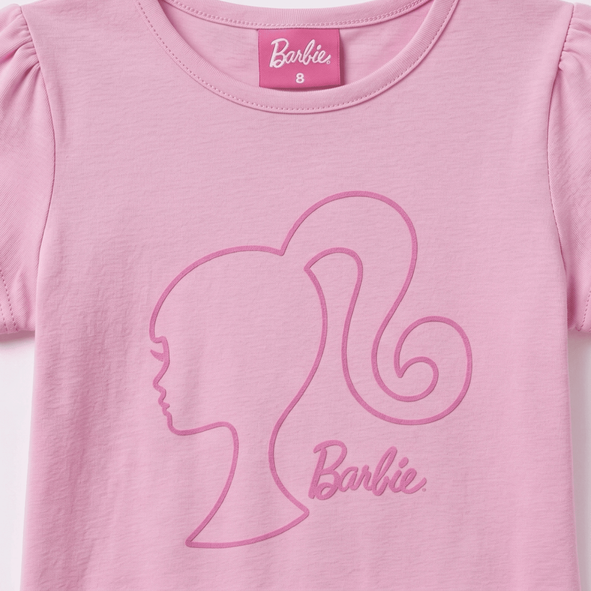 Pijama Manga Corta Niña Barbie Logo Rosado - Pijamas Chile | The Brands Club cl