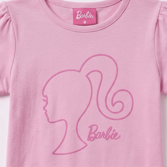 Pijama Manga Corta Niña Barbie Logo Rosado - Pijamas Chile | The Brands Club cl