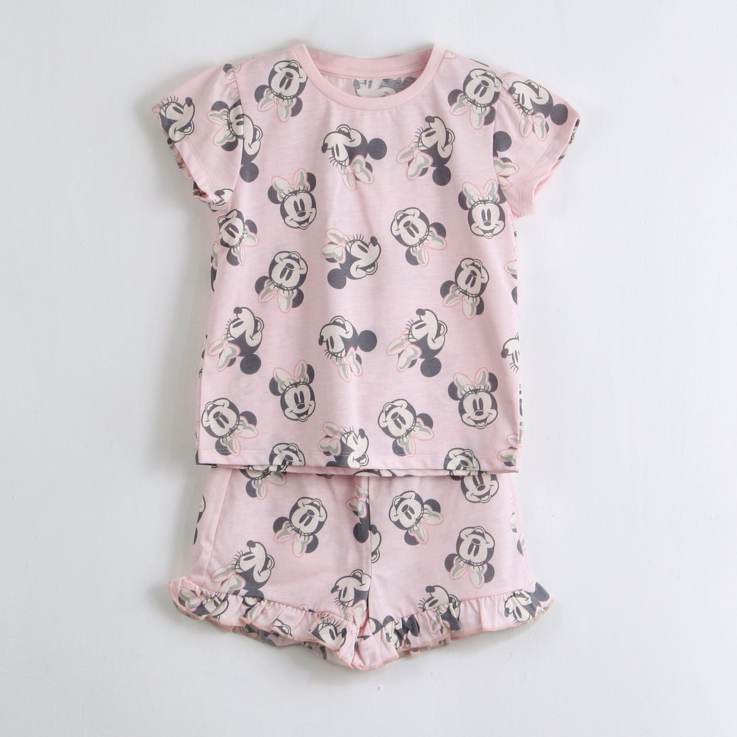 Pijama Manga Corta Niña Minnie Disney Full Print Rosado