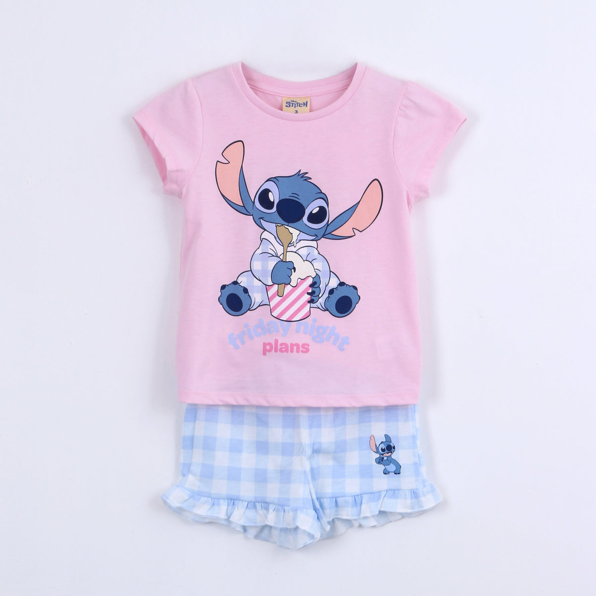 Pijama Manga Corta Niña Stitch Disney Friday Night Rosado