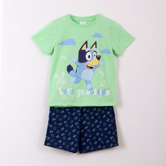 Pijama Manga Corta Niño Bluey Lets Go Verde - Pijamas Chile | The Brands Club cl