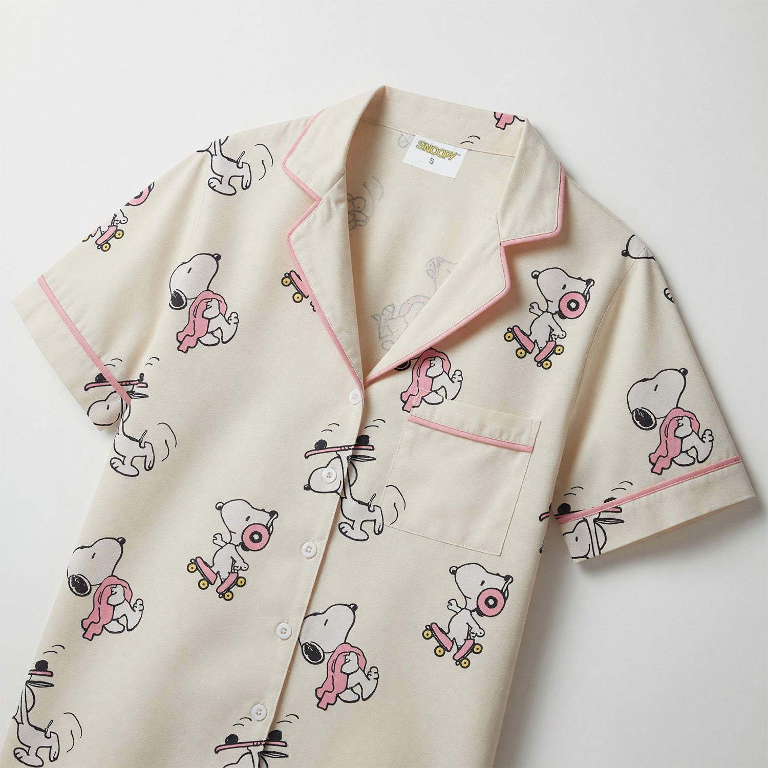 Pijama Manga Corta Mujer Snoopy Full Print Blanco