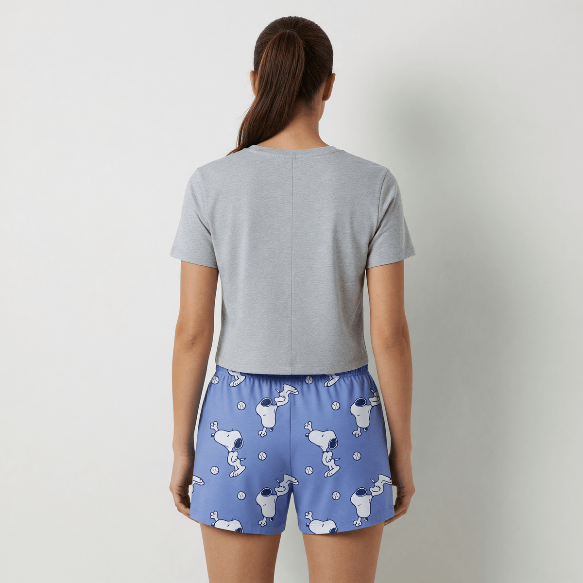 Pijama Manga Corta Mujer Snoopy Tennis Gris - Pijamas Chile | The Brands Club cl