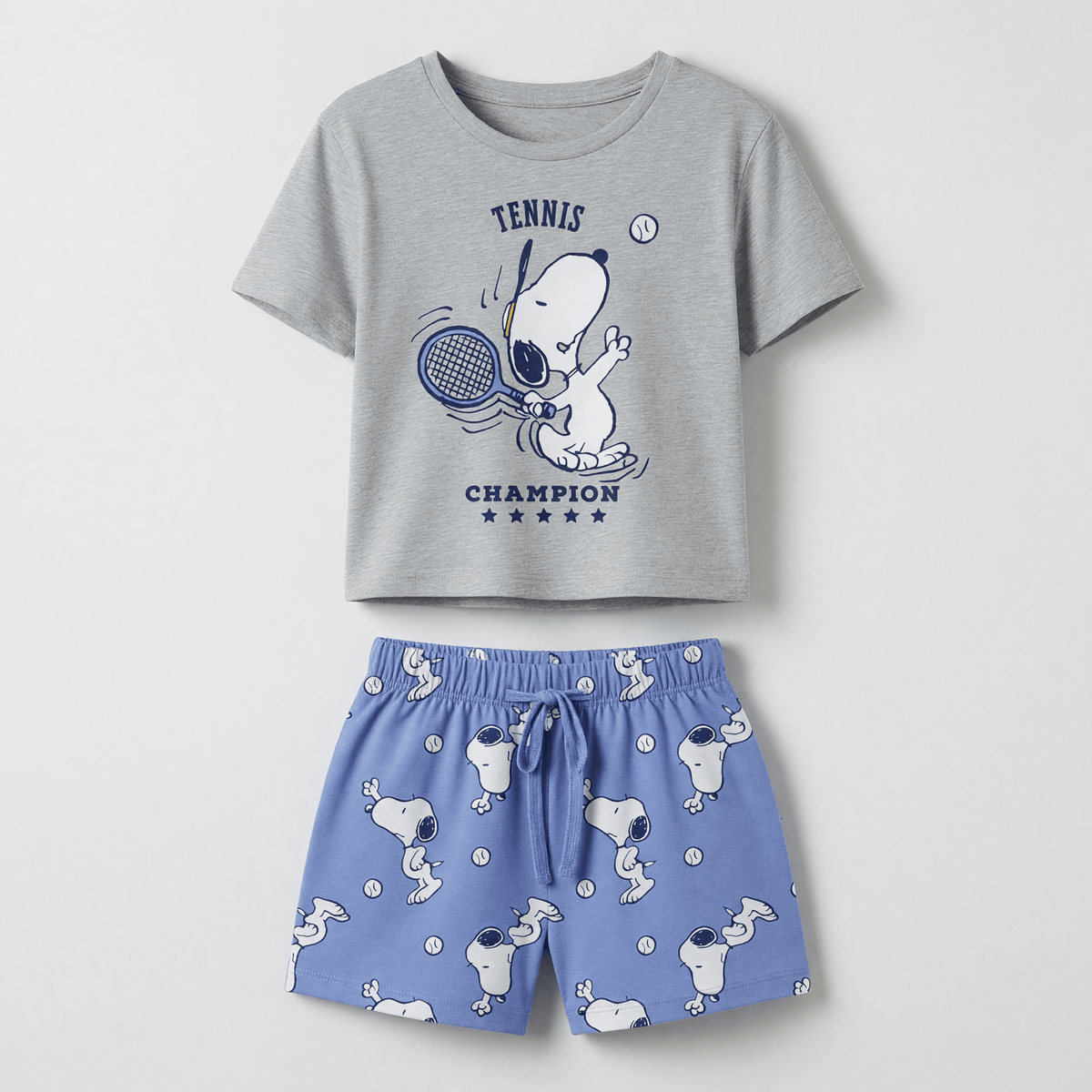 Pijama Manga Corta Mujer Snoopy Tennis Gris - Pijamas Chile | The Brands Club cl