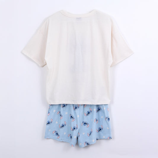 Pijama Manga Corta Mujer Lilo & Stitch Disney Aloha Blanco - Pijamas Chile | The Brands Club cl