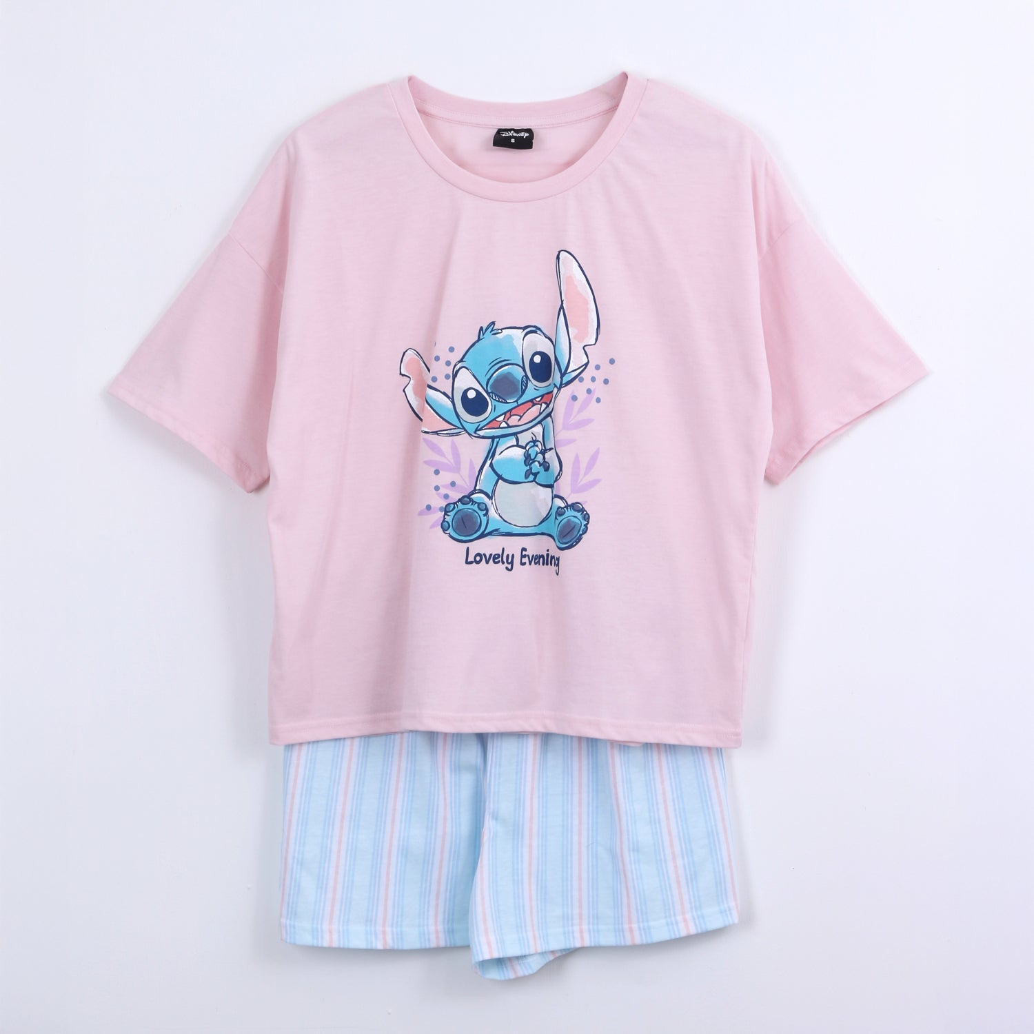 Pijama Manga Corta Mujer Lilo & Stitch Disney Sentado Rosado