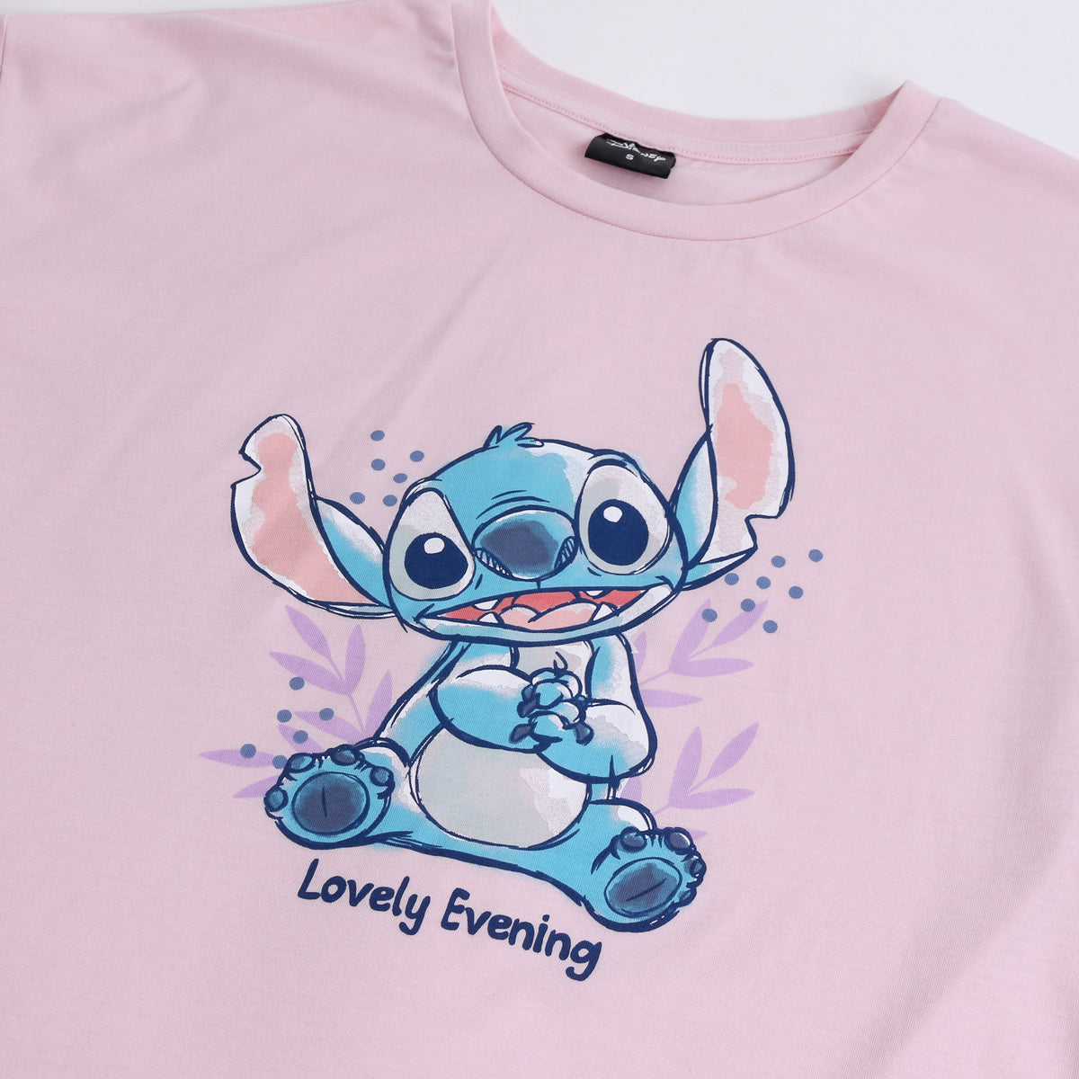 Pijama Manga Corta Mujer Lilo & Stitch Disney Sentado Rosado