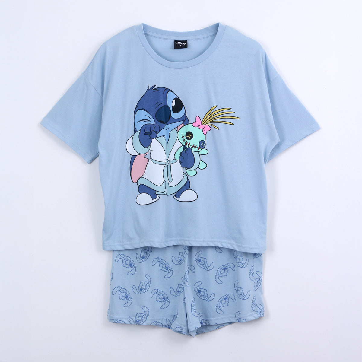 Pijama Corto Mujer Lilo & Stitch Disney Peluche Celeste