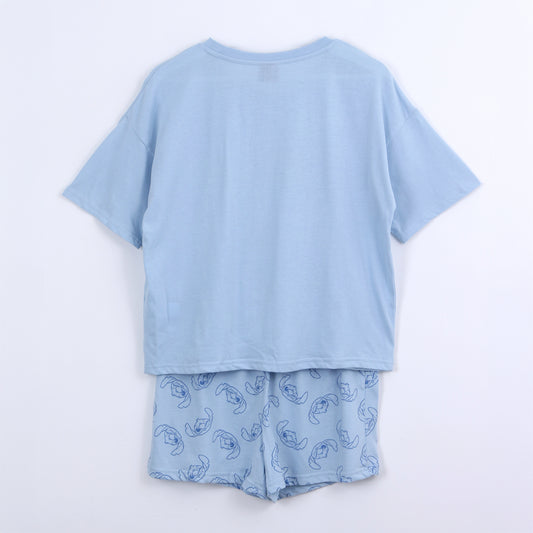 Pijama Corto Mujer Lilo & Stitch Disney Peluche Celeste - Pijamas Chile | The Brands Club cl
