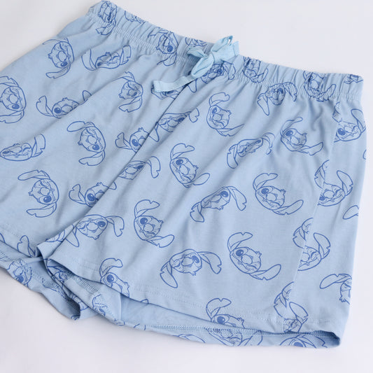 Pijama Corto Mujer Lilo & Stitch Disney Peluche Celeste - Pijamas Chile | The Brands Club cl