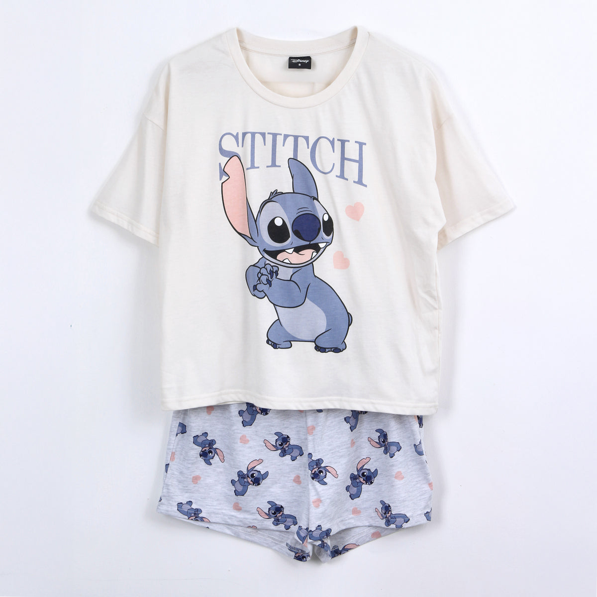 Pijama Corto Mujer Lilo & Stitch Disney Corazones Blanco - Pijamas Chile | The Brands Club cl
